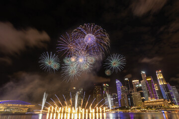 Singapore fireworks display countdown celebration at Marina Bay, Colorful New Year Firework