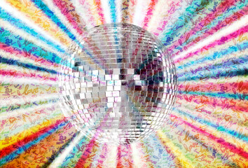 retro disco ball love background 