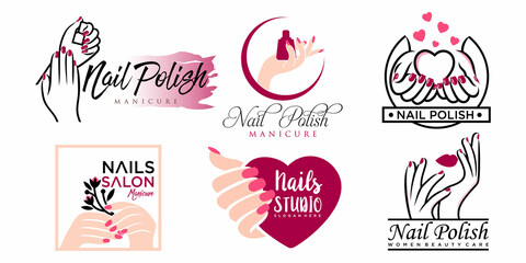 Vector logo design for manicure and nails salon - obrazy, fototapety, plakaty