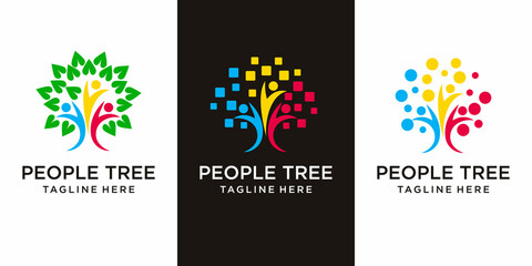 Human Tree Creative Concept Logo Design Template