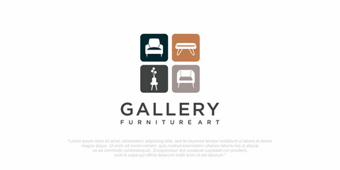 Fototapeta premium furniture logo. Symbol and icon of chairs, sofas, tables, and home furnishings.