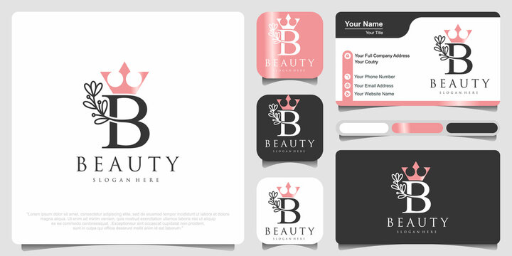 Letter b logo with crown creative concept for company business beauty spa
