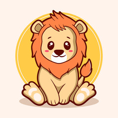 Cute Lion Cartoon Illustration