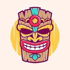 Funny tiki mask cartoon vector