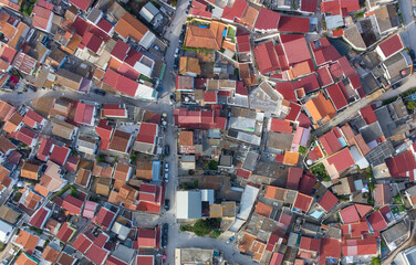 Aerial view of a very densely populated town/favela