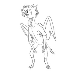 Black and white coloring page ink illustration of a dragon.