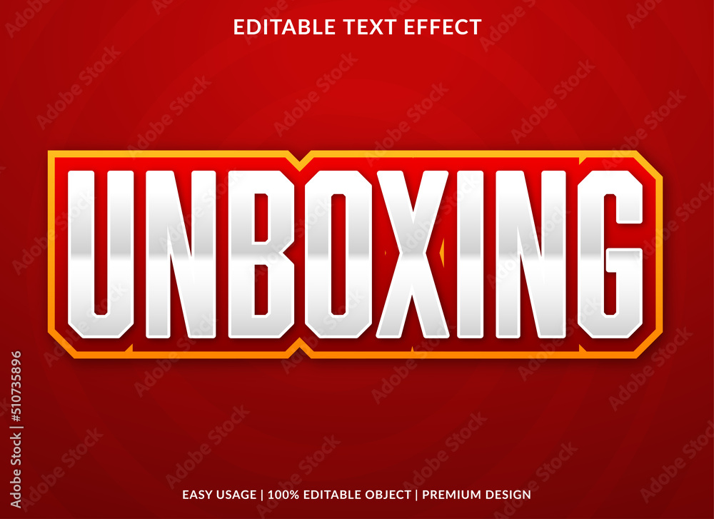Poster unboxing editable text effect template with abstract background style use for business brand and log