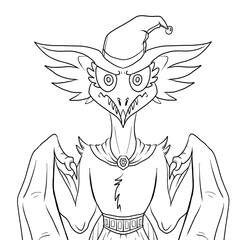 Black and white coloring page ink illustration of a dragon.