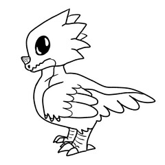 Black and white coloring page ink illustration of a dragon.