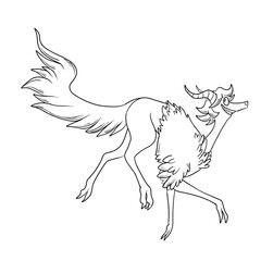 Black and white coloring page ink illustration of a dragon.