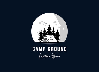Mountain Camp Adventure in Forest Logo Design Inspiration