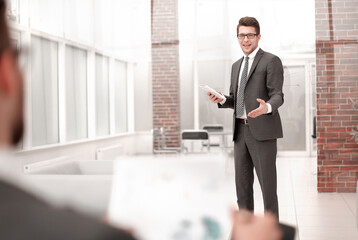 Fototapeta premium businessman discussing standing in the office.