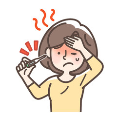 熱がある女性