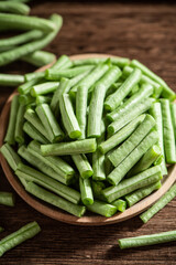 slice of long bean or cowpea on table