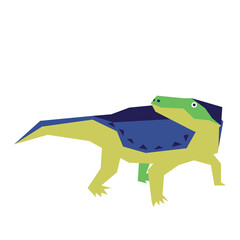 Colorful abstract geometric vector illustration of a prehistoric creature.