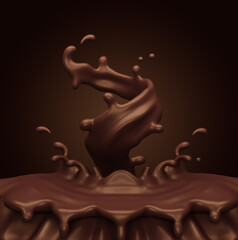 Chocolate splash with clipping path , 3D Rendering, 3D illustration