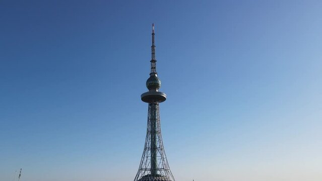 Aerial Photography Of Qingdao Taipingshan TV Tower Close-up