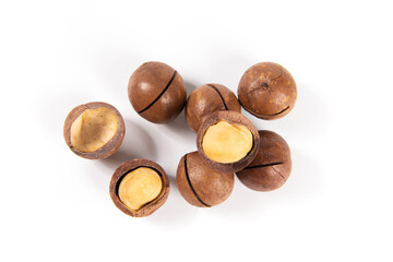 Macadamia nuts isolated on white background,Clipping path.