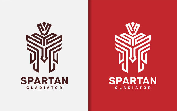 Spartan Gladiator Logo Design with Abstract Modern Lines Style Concept.