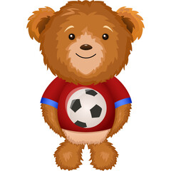 Cute teddy bear playing a soccer