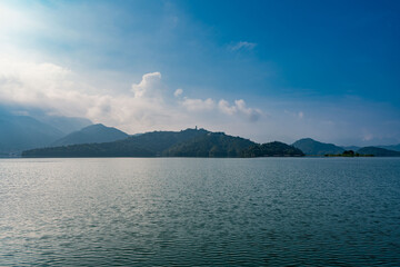 Taiwan, China Chiayi Nantou Sun Moon Lake shrouded in clouds