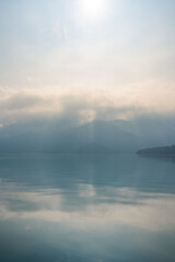 Obraz na płótnie Canvas Taiwan, China Chiayi Nantou Sun Moon Lake shrouded in clouds