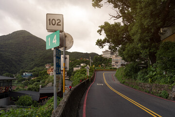 Mountain road scenery in Jiufen mountain city, new North, Taiwan, China, China