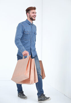 picture of a handsome man with shopping bags