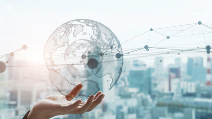 Global communication network concept. Digital transformation.