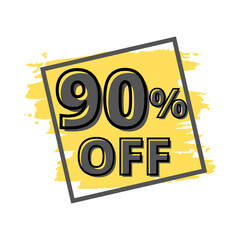 90% off. Flat vector badge on white background