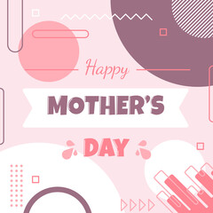 Happy Mother Day Family Square Gift Card Memphis Abstract Style