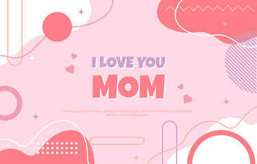 Love Mom Mother Day Gift Card Memphis Abstract Style