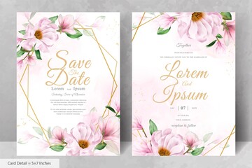 Magnolia Arrangement Floral Frame Wedding Invitation Card Template