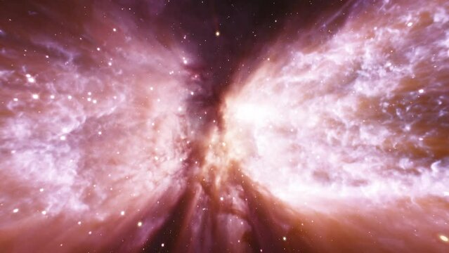 Galaxy  hyperspace jump scence from Celestrial snow angle galaxe to the Small Magellanic Cloud Galaxy. 4K 3D rendering traveling through star fields flying extremely fast light speed journey in space.