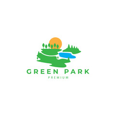 park  playground  lake logo vector icon symbol illustration design