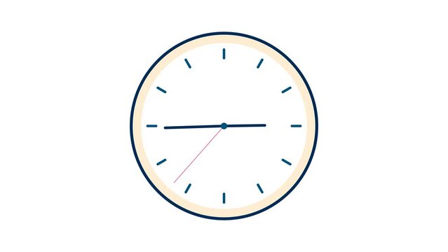 Changing the time on the clock, the rotation of the hands for 12 and 24 hours. 4K animated icon with alpha