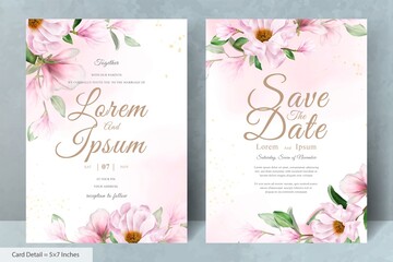 Elegant Magnolia Arrangement Flower Wedding Invitation Card Template 
