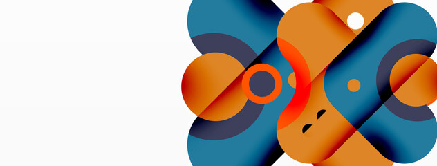 Creative geometric wallpaper. Minimal bubble arrow and circle abstract background. Techno business template for wallpaper, banner, background or landing