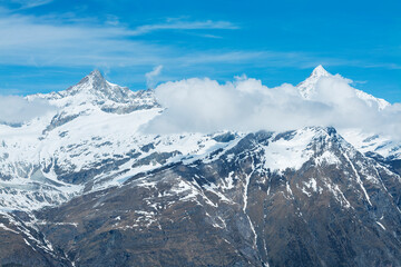 Fototapeta na wymiar Panorama of snow mountain in Swiss