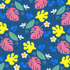 Set of beautiful natural flowers and leaves background patterns one