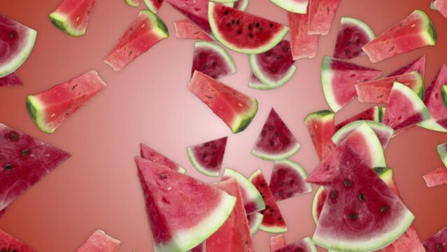 Falling WATERMELONS Background, Animation, Loop, with Alpha Matte
