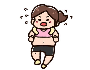 運動をする肥満の女性　ジョギング