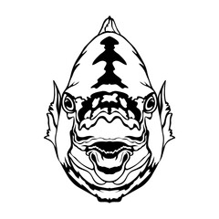 Parrot fish face vector illustration in hand drawn style, perfect for tshirt style and mascot logo