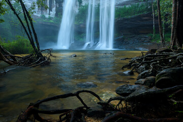 Beautiful waterfall in deep forest at Thailand.