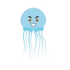 Obraz premium cute jelly fish Vector icon design illustration Template