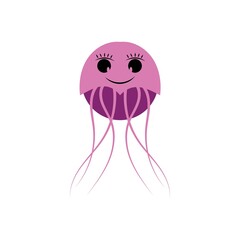 cute jelly fish Vector icon design illustration Template