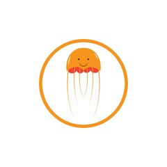 cute jelly fish Vector icon design illustration Template