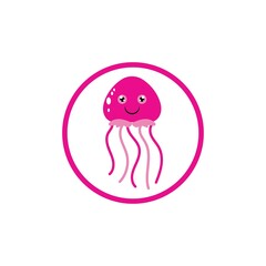 cute jelly fish Vector icon design illustration Template