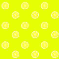 輪切りのレモンの涼しげなシームレスパターン　手描き水彩イラストのテキスタイル