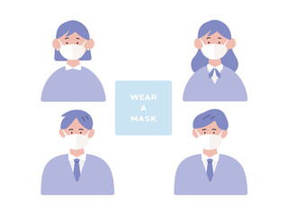 マスクをつけたビジネスパーソンのイラスト